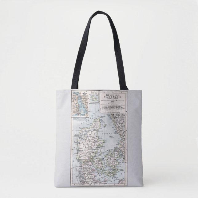 Antik Karte Dänemarks, Danmark in Dänisch, 1905 Tasche (Vorderseite)