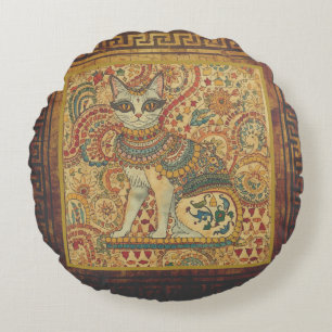 Antik, Katzenmotiv Kunst, Altgriechischer Stil Rundes Kissen