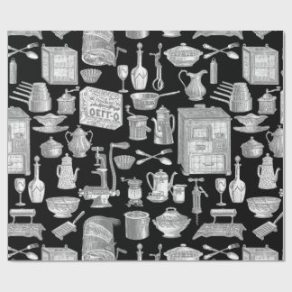 antik Küchen-Toile Schwarz viktorianisch  Geschenkpapier