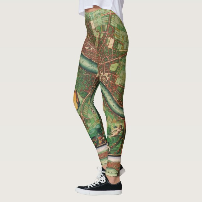 Antik London Street Map von Johannes de Ram, 1689 Leggings (Links)