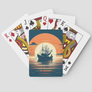 Antik/nautische Garnelen/Fischerei Spielkarten