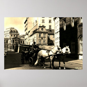 Antik Österreich Wien Dreimaderlhaus Fiaker Poster