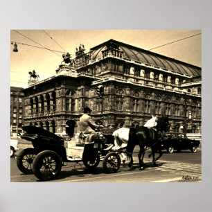 Antik Österreich Wien Fiaker Staatsoper Oper Poster
