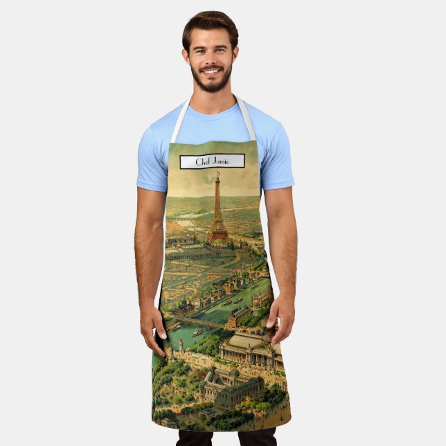 Antik Paris Bird's Eye View Map Schürze (Getragen)