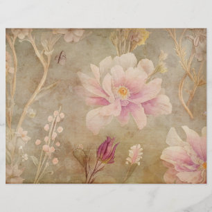 Antik-Pergament & Rosa Florales Scrapbook-Papier