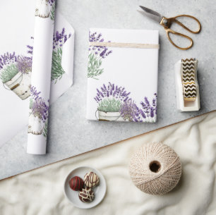 Antik-Rustikal Lavendel Weiß Geschenkpapier