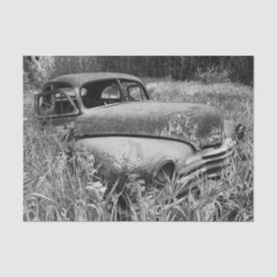 Antik-rustikal schwarzes und weißes Auto alt Antiq Seidenpapier