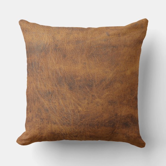 Antik Tan Leder Druckkissen Textur Muster Kissen (Vorderseite)