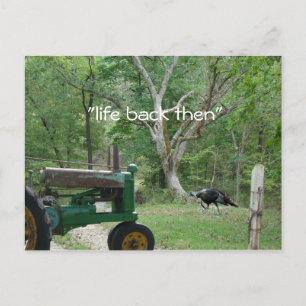 Antik-Traktor & Truthahn Postkarte - anpassen