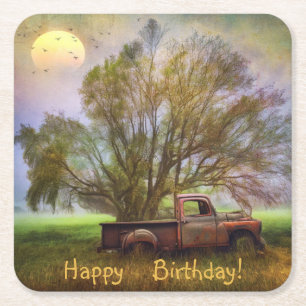 Antik Truck Birthday Paper Untersetzer