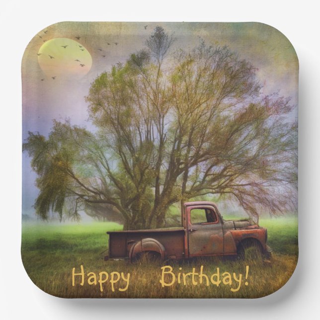 Antik Truck Birthday Pappteller (Vorderseite)
