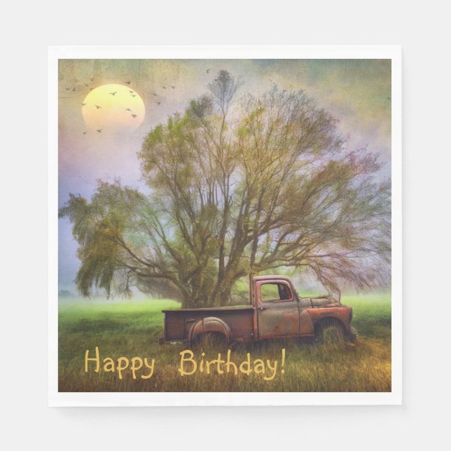 Antik Truck Birthday Serviette (Vorderseite)