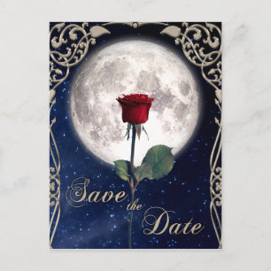 Antik, Viktorianisch, Art Deco, Rote Rose, Nachthi Postkarte