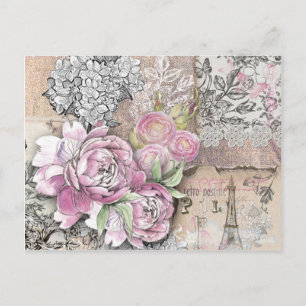 Antik,Viktorianisch,Collage,rustikal,Shabby Chic,R Postkarte