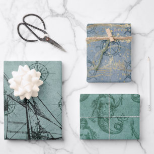 Antik Vintage Nautical Geschenkpapier Set