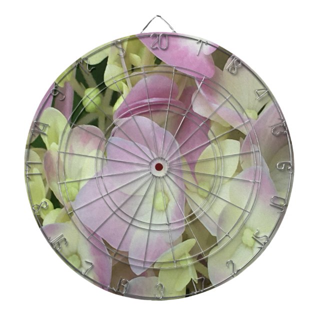 Antik Weiß und Dusty Pink Hydrangea Petals Dartscheibe (vorne)
