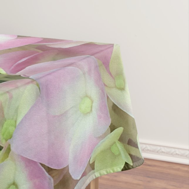 Antik Weiß und Dusty Pink Hydrangea Petals Tischdecke (Beispiel)