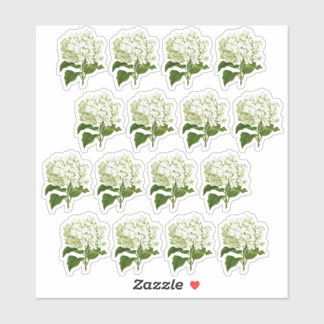 Antik weiße Hydrangea Blossom Stickers Aufkleber (Blatt)