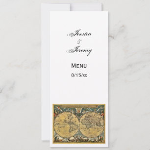 Antik World Map White #2 Menu Cards Einladung