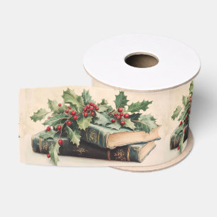 ANTIKBÜCHER MIT STECHPALMENBEEREN Weihnachten im V Ripsband