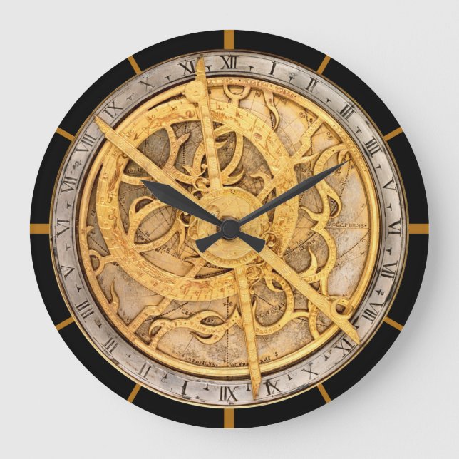 Antike 1600’s Astronomical Print Große Wanduhr (Vorderseite)