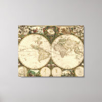 Antike 1660 Weltkarte von Frederick de Wit