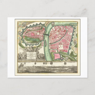 Antike 1730 Karte von Prag, Tschechische Republik,