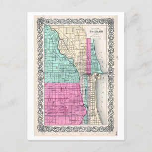 Antike 1855 Karte von Chicago, Illinois,