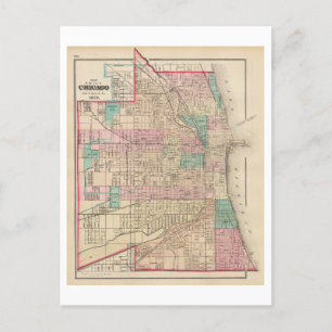 Antike 1873 Karte von Chicago, Illinois,