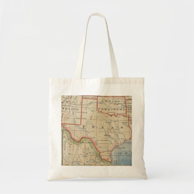 Antike 1888 Karte von Texas mit Städten und Flüsse Tragetasche (Vorne)