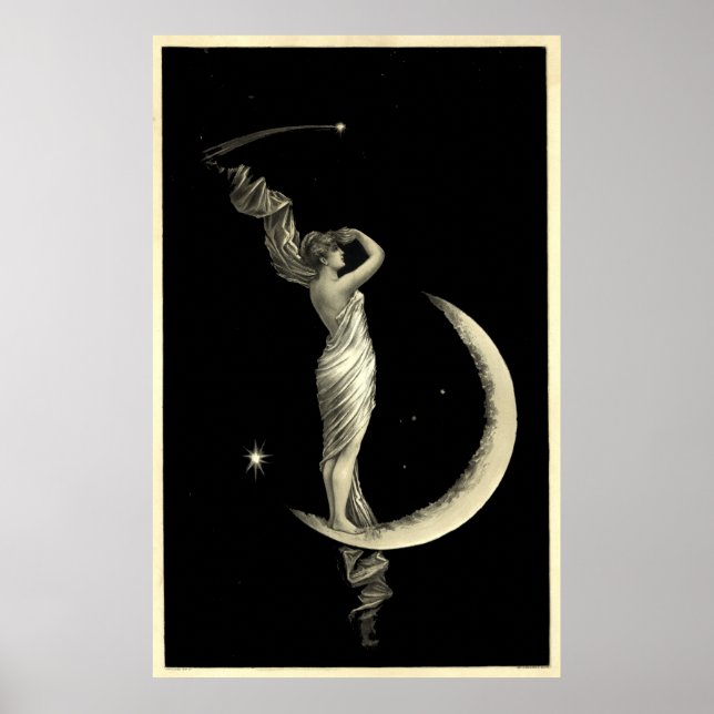Antike 1889 Frau auf dem Mond Poster (Vorne)