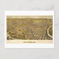 Antike 1891 Karte von Fort Worth, Texas,
