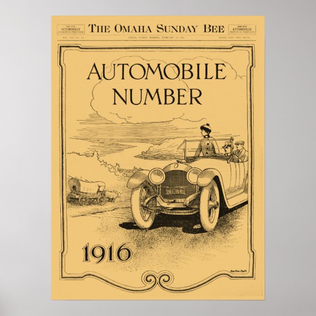 Antike 1916 Omaha Daily Bee Autoteil Poster (Vorne)