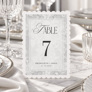 Antike 5x7 Weiße Spitze Hochzeit Tischnummer-Schil Einladung