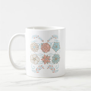 antike, abgenutzte Blumen in Rosa und Blau Kaffeetasse