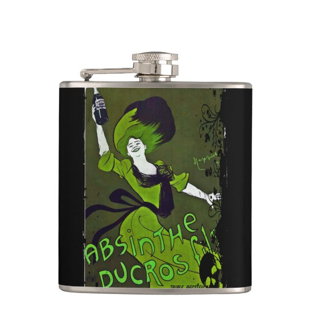 Antike Absinthe-Werbeflasche Flachmann (Vorderseite)