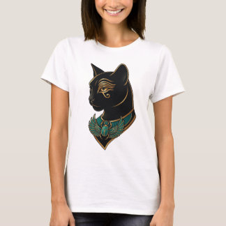 Antike ägyptische Bastet-Katze mit Scarab-Kette - T-Shirt