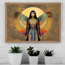 Antike ägyptische Göttin Isis Rainbow Gold Art Poster