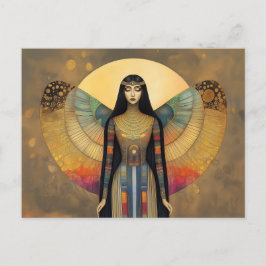 Antike ägyptische Göttin Isis Rainbow Gold Art Postkarte
