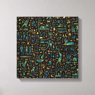 Antike ägyptische Hieroglyphen Marmor und Gold Leinwanddruck