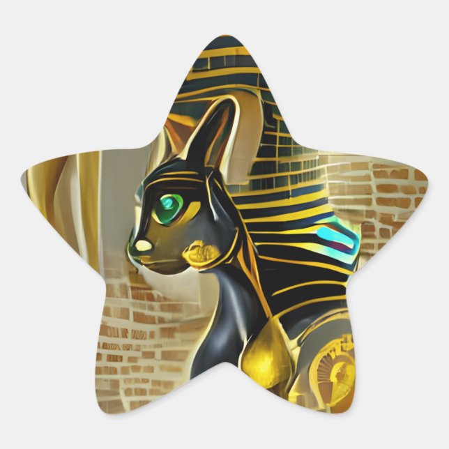 Antike ägyptische Katze Goddess Bastet AI Art Stern-Aufkleber (Vorderseite)