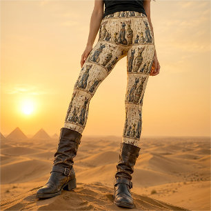 Antike ägyptische Katzen-Göttin & Hieroglyphen im  Leggings
