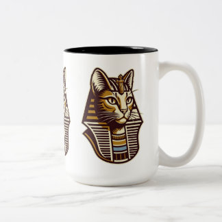 Antike ägyptische Katzen-Kaffeetasse – Pharaonen-K Zweifarbige Tasse