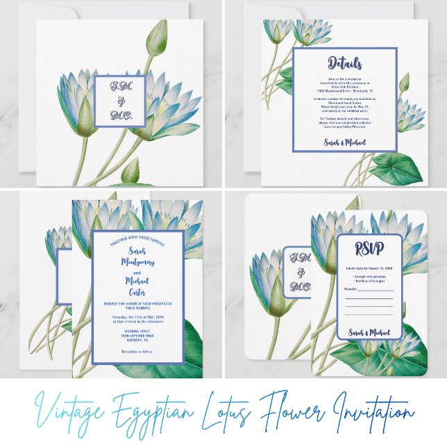 Antike ägyptische Lotusblume Save The Date (Vintage Egyptian Lotus Flower Invitation)
