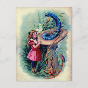 Antike Alice im Wunderland Farb-Illustration Postkarte