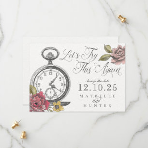 Antike Alice im Wunderland Taschenuhr & Blumenmust Save The Date