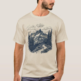 Antike Alpen-Gebirgsstich-Kunst T-Shirt