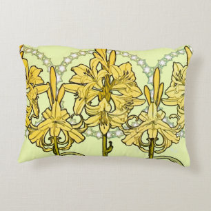 Antike Alphonse Mucha Art Nouveau Lilien Muster Dekokissen