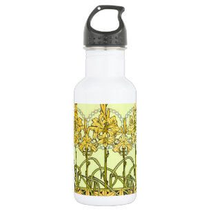 Antike Alphonse Mucha Art Nouveau Lilien Muster Edelstahlflasche