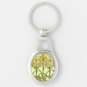 Antike Alphonse Mucha Art Nouveau Lilien Muster Schlüsselanhänger
